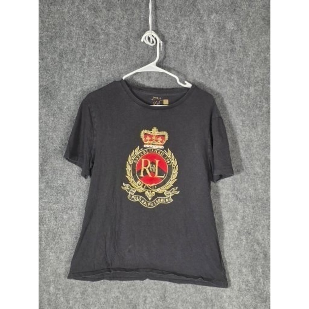 Polo Ralph Lauren Men's Black RL Crest Logo T Shirt Size M Classic Casualwear